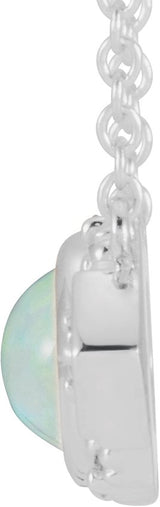 14K Gold Oval Natural Ethiopian Opal & Natural Pink Sapphire Vintage-Inspired Necklace – 7x5mm - White Gold - view 2