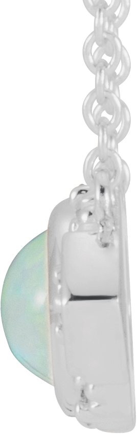 Platinum Oval Natural Ethiopian Opal & Natural Pink Sapphire Vintage-Inspired Necklace – 7x5mm - view 2