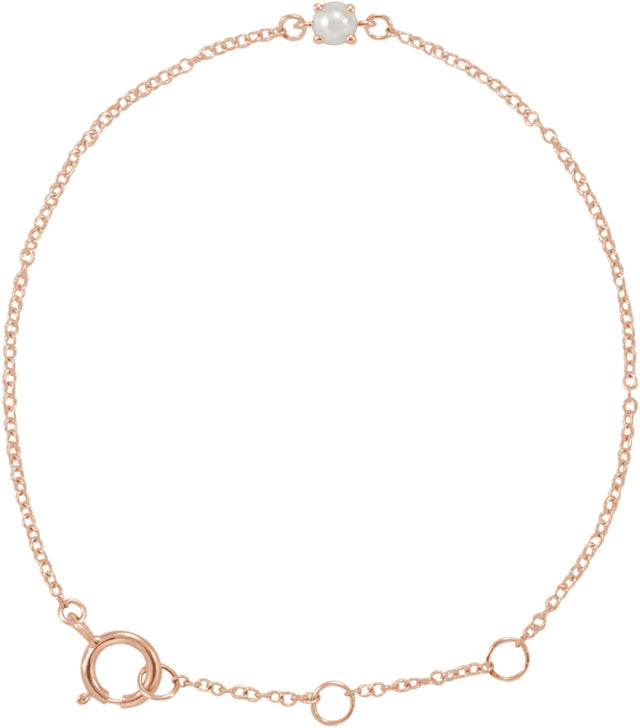 14K Gold Pearl Pearl Youth Birthstone Bracelet - Rose Gold
