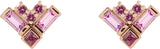 14K Gold Natural Pink Multi-Gemstone Cluster Earrings - Rose Gold - view 2