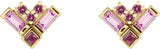 14K Gold Natural Pink Multi-Gemstone Cluster Earrings - Yellow Gold - view 2