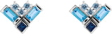 Platinum Natural Blue Multi-Gemstone Cluster Earrings - view 2