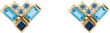 14K Gold Natural Blue Multi-Gemstone Cluster Earrings - Yellow Gold - view 2