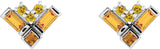 14K Gold Natural Yellow Multi-Gemstone Cluster Earrings - White Gold - view 2
