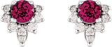 Platinum Round Natural Pink Tourmaline Accented Earrings - view 5