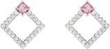 Platinum Square Natural Pink Tourmaline Accented Geometric Earrings - view 7