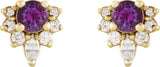14K Gold Round Natural Natural Amethyst Accented Earrings - view 6