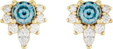 14K Gold Round Natural Aquamarine Accented Earrings - Yellow Gold - view 5