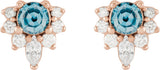 14K Gold Round Natural Aquamarine Accented Earrings - Rose Gold - view 6