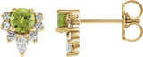 14K Gold Round Natural Peridot Accented Earrings - Yellow Gold - view 3