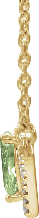 14K Gold Pear Natural Peridot Accented V Necklace - Yellow Gold - view 4