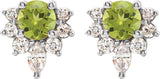 Platinum Round Natural Peridot Accented Earrings - view 5