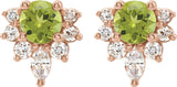 14K Gold Round Natural Peridot Accented Earrings - Rose Gold - view 5