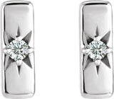 14K Gold Round Lab-Grown Diamond Accented Bar Earrings – 2mm Stones - White Gold - view 5