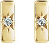 14K Gold Round Lab-Grown Diamond Accented Bar Earrings – 2mm Stones - Yellow Gold - view 5