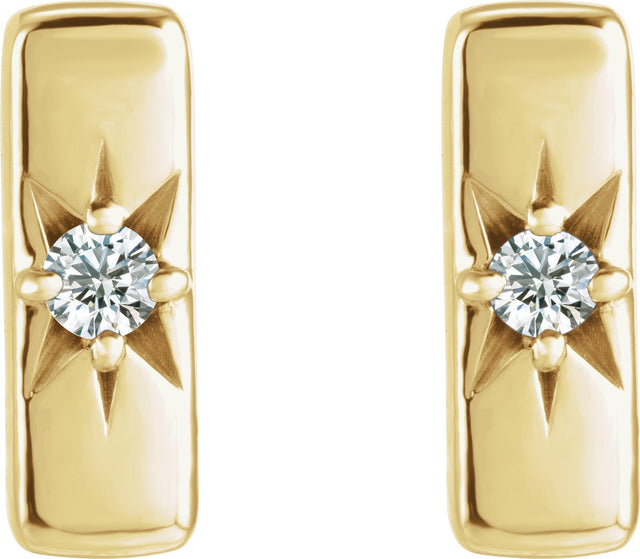 14K Gold Round Lab-Grown Diamond Accented Bar Earrings – 2mm Stones - Yellow Gold - view 5