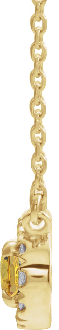14K Gold Oval Natural Citrine French-Set Halo-Style Necklace - Yellow Gold - view 4