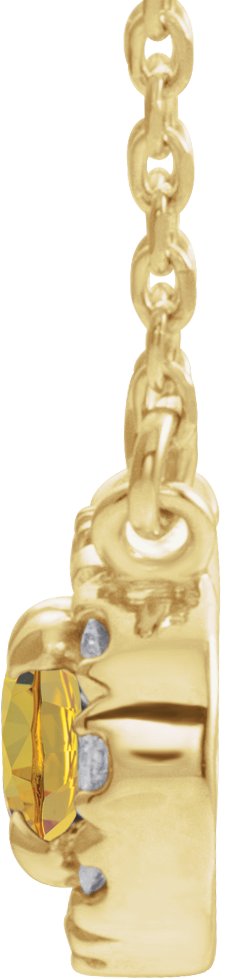 14K Gold Oval Natural Citrine French-Set Halo-Style Necklace - Yellow Gold - view 4