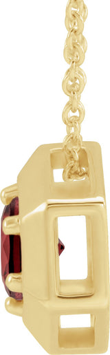 14K Gold Round Natural Mozambique Garnet Geometric Necklace or Pendant - Yellow Gold - view 6
