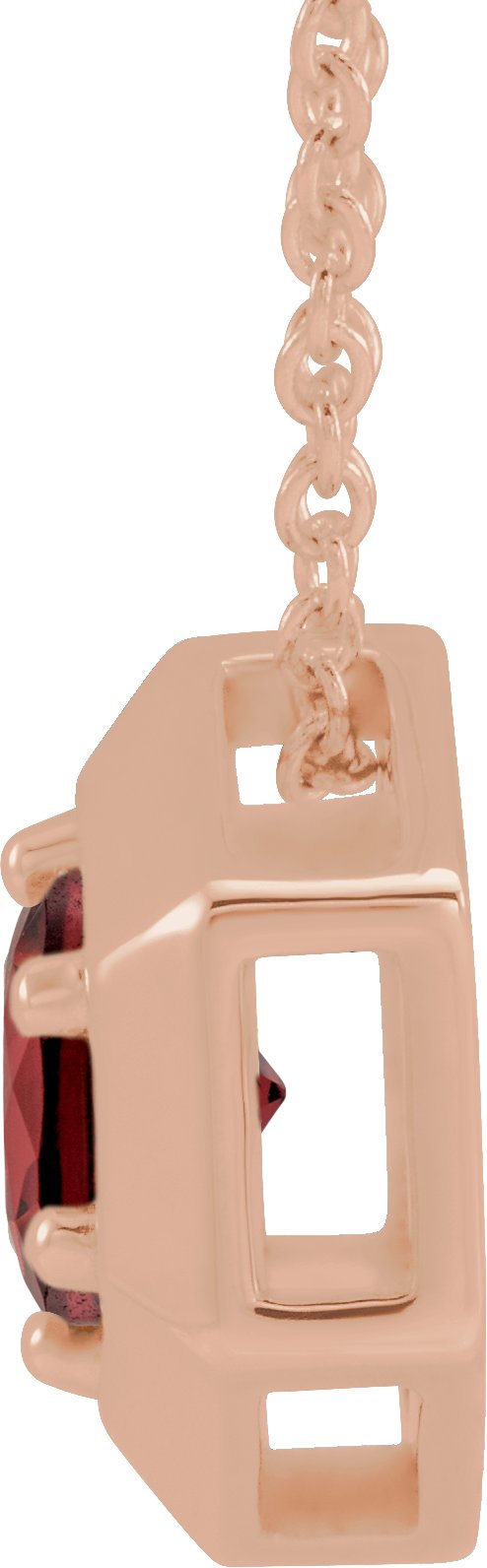14K Gold Round Natural Mozambique Garnet Geometric Necklace or Pendant - Rose Gold - view 6