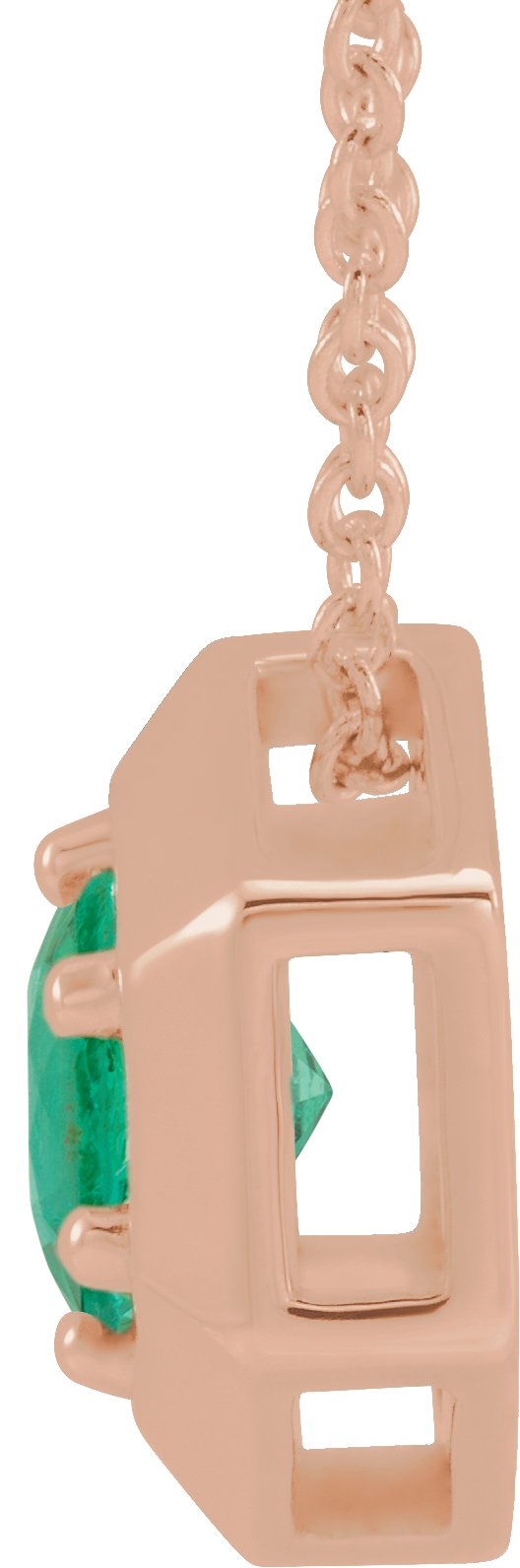 14K Gold Round Lab-Grown Emerald Geometric Necklace or Pendant - Rose Gold - view 6