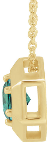 14K Gold Round Lab-Grown Alexandrite Geometric Necklace or Pendant - Yellow Gold - view 6