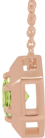 14K Gold Round Natural Peridot Geometric Necklace or Pendant - Rose Gold - view 6