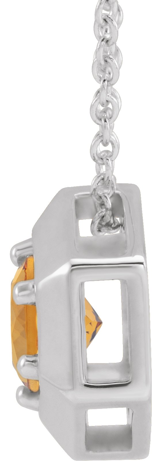14K Gold Round Natural Citrine Geometric Necklace or Pendant - White Gold - view 6