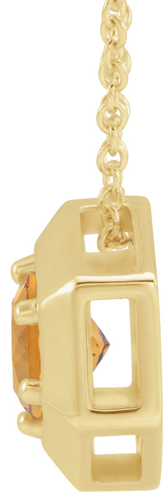 14K Gold Round Natural Citrine Geometric Necklace or Pendant - Yellow Gold - view 6