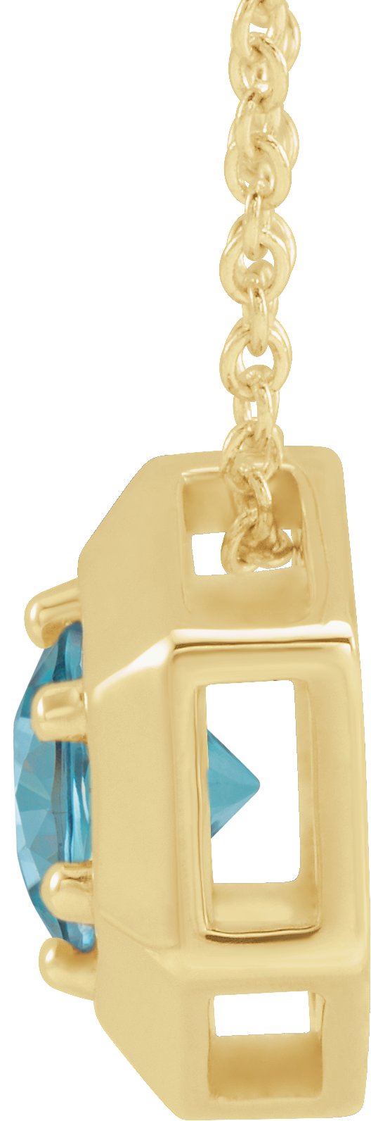 14K Gold Round Natural Blue Zircon Geometric Necklace or Pendant - Yellow Gold - view 6