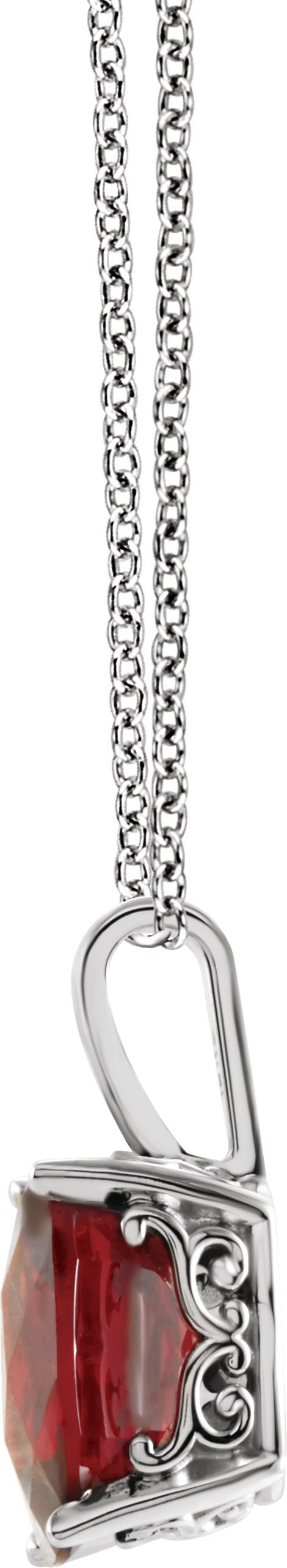 14K Gold Elongated Cushion Natural Mozambique Garnet Solitaire Necklace or Pendant - view 2