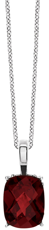 14K Gold Elongated Cushion Natural Mozambique Garnet Solitaire Necklace or Pendant