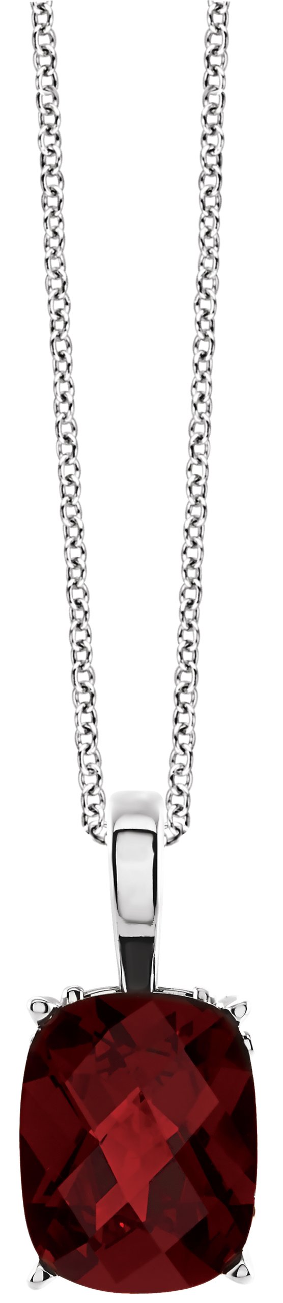 14K Gold Elongated Cushion Natural Mozambique Garnet Solitaire Necklace or Pendant