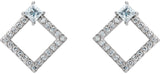Platinum Square Natural Diamond Accented Geometric Earrings - view 7