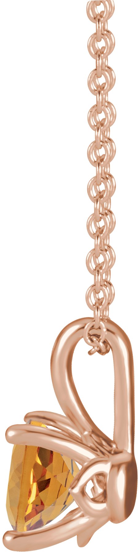 14K Gold Round Natural Citrine Solitaire Necklace or Pendant - Rose Gold - view 4