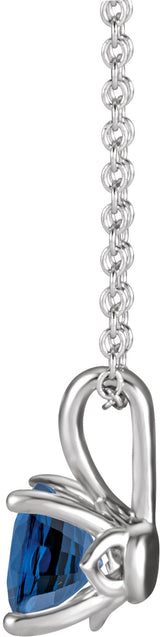 14K Gold Round Natural Blue Sapphire Solitaire Necklace or Pendant - White Gold - view 4