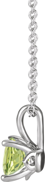 14K Gold Round Natural Peridot Solitaire Necklace or Pendant - White Gold - view 4