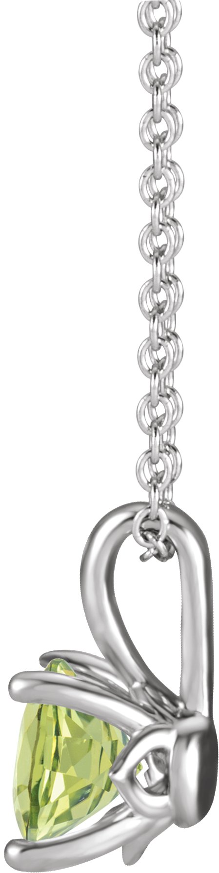 14K Gold Round Natural Peridot Solitaire Necklace or Pendant - White Gold - view 4