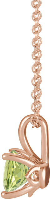 14K Gold Round Natural Peridot Solitaire Necklace or Pendant - Rose Gold - view 4