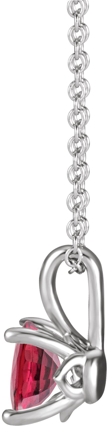 Platinum Round Lab-Grown Ruby Solitaire Necklace or Pendant II - view 4