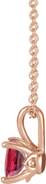 14K Gold Round Natural Ruby Solitaire Necklace or Pendant - Rose Gold - view 4