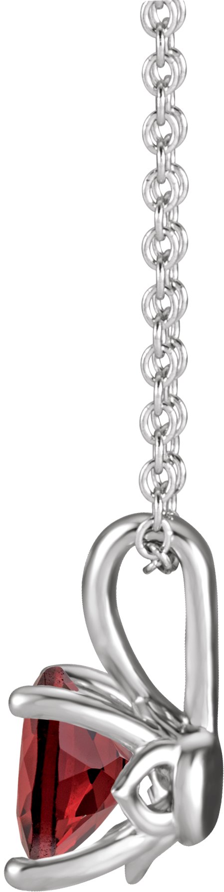 Platinum Round Natural Mozambique Garnet Solitaire Necklace or Pendant - view 4