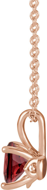 14K Gold Round Natural Mozambique Garnet Solitaire Necklace or Pendant - Rose Gold - view 4