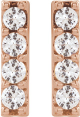 14K Gold Round Lab-Grown Diamond Accented Bar Earrings - Rose Gold - view 6
