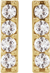 14K Gold Round Lab-Grown Diamond Accented Bar Earrings - Yellow Gold - view 6