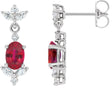 14K Gold Oval Lab-Grown Ruby & Natural Diamond Accented Earrings - White Gold