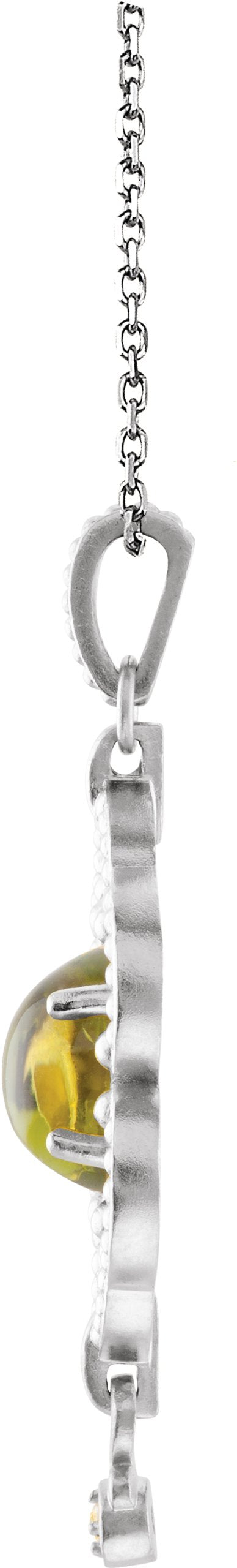14K Gold Oval Natural Diamond Granulated Necklace or Pendant - view 6