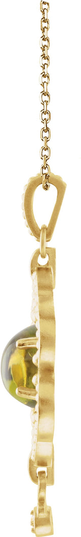 14K Gold Oval Natural Diamond Granulated Necklace or Pendant - view 8