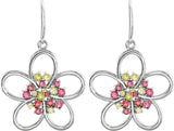 14K Gold Round Natural Peridot Flower Earrings - White Gold - view 2