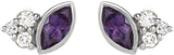 Platinum Marquise Lab-Grown Alexandrite Accented Bezel-Set Earrings - view 4